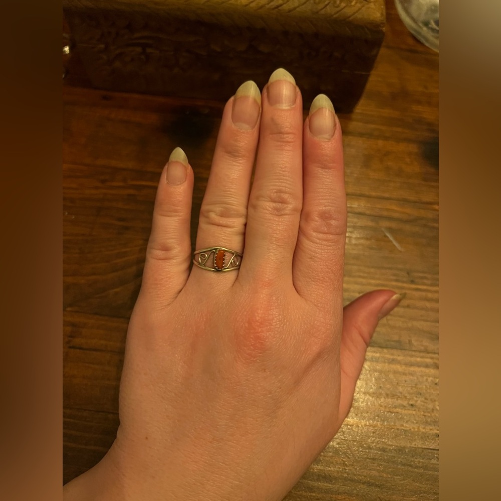 Sterling and Coral Ring